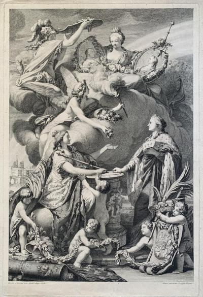 Alegoria ślubu c&oacute;rki kr&oacute;la polskiego i następcy tronu Francji, 1738 r.