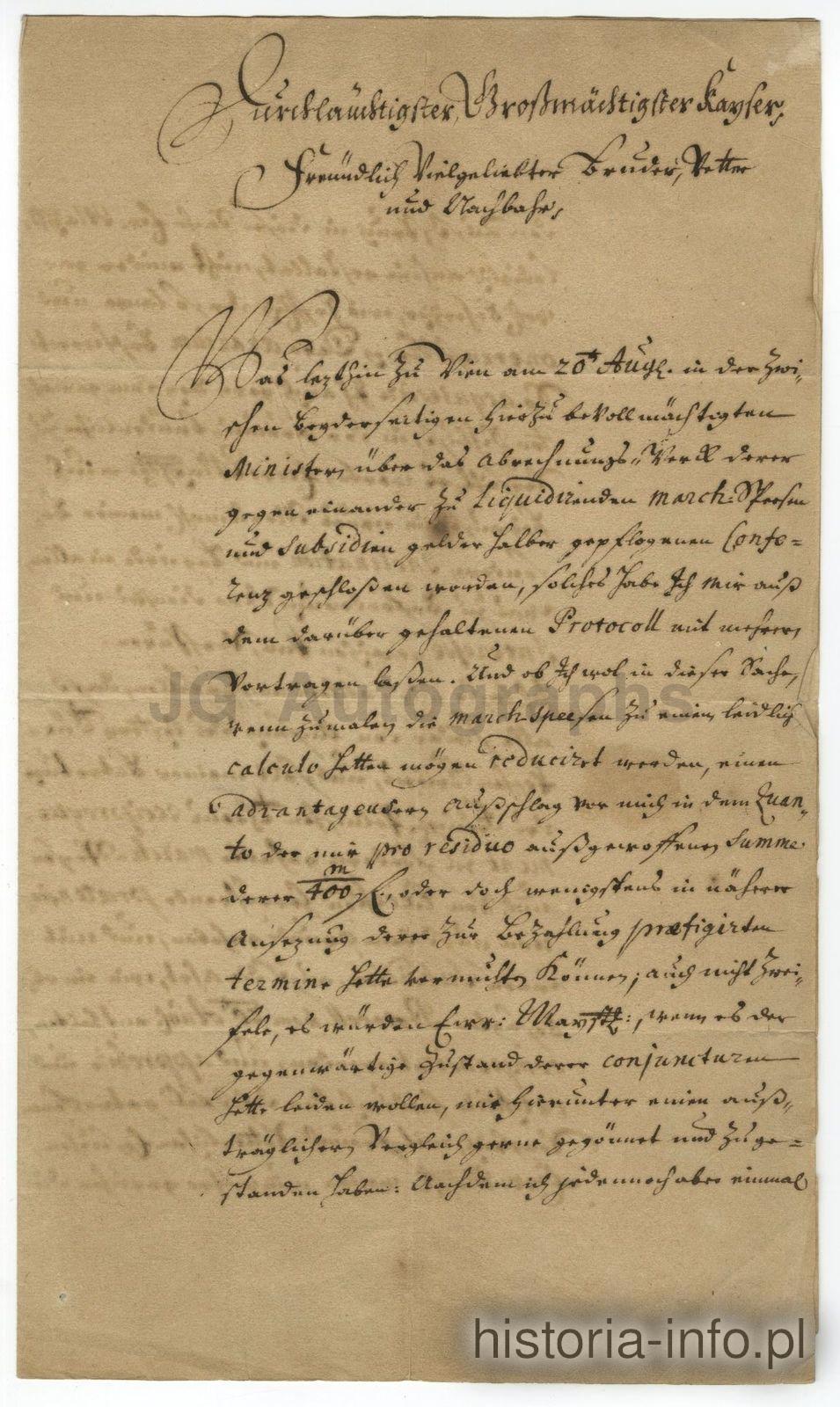 List kr&oacute;la Augusta II Mocnego z 1710 r. / 0