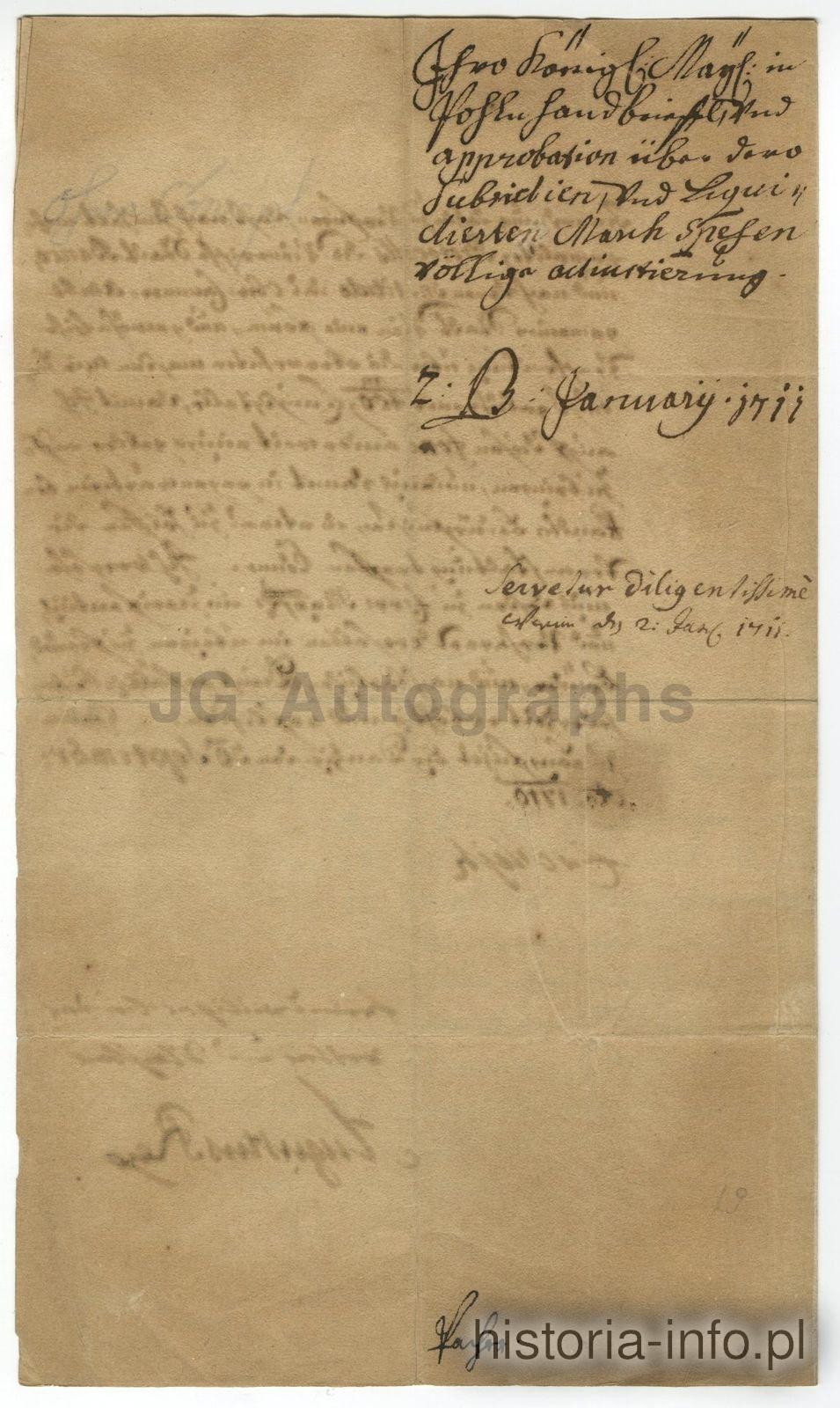 List kr&oacute;la Augusta II Mocnego z 1710 r. / 2