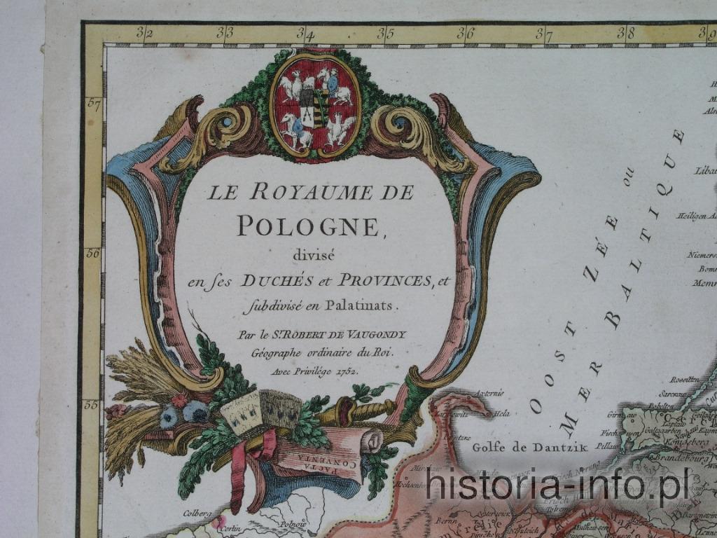 Kr&oacute;lestwo Polskie, Vaugondy, 1752 r. / 1
