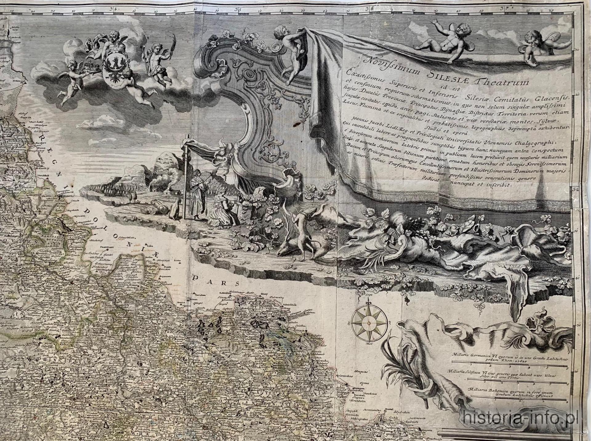 Mapa Śląska, Novissimum Silesiae Theatrum.. J. J. Lidl. 1745 r. / 1