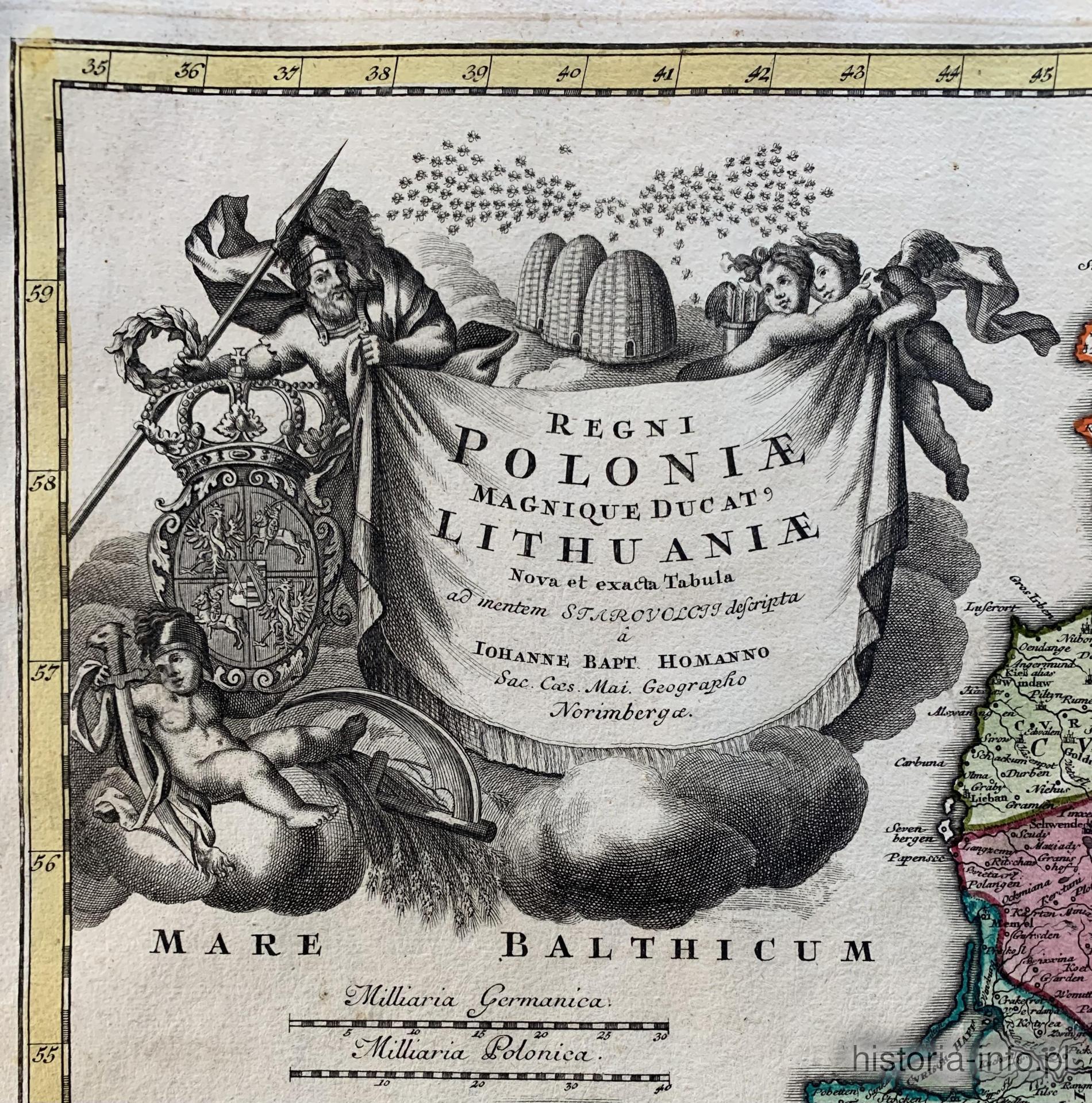 Mapa Kr&oacute;lestwa Polskiego i Wielkiego Księstwa Litewskiego, Homann, 1724 r. / 1